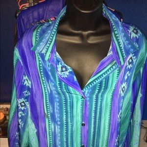 Plus Size Patterned Dress Shirt 4S